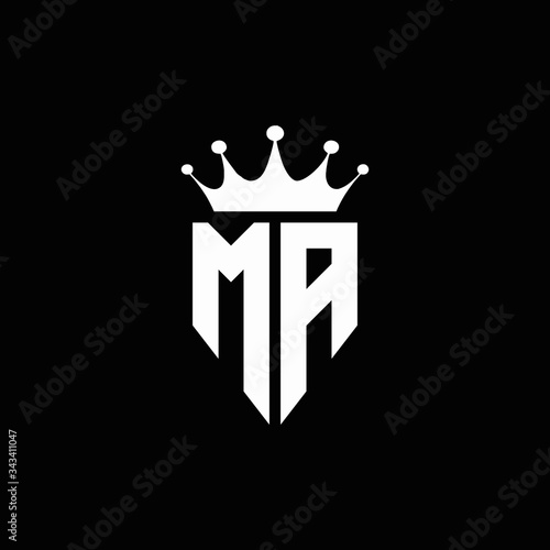 MA logo monogram emblem style with crown shape design template