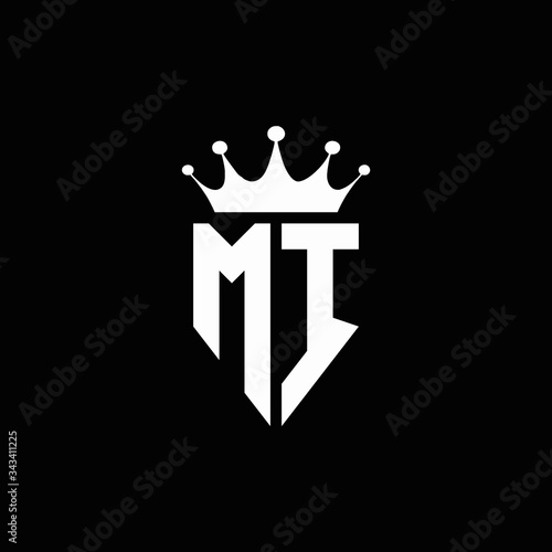 MI logo monogram emblem style with crown shape design template