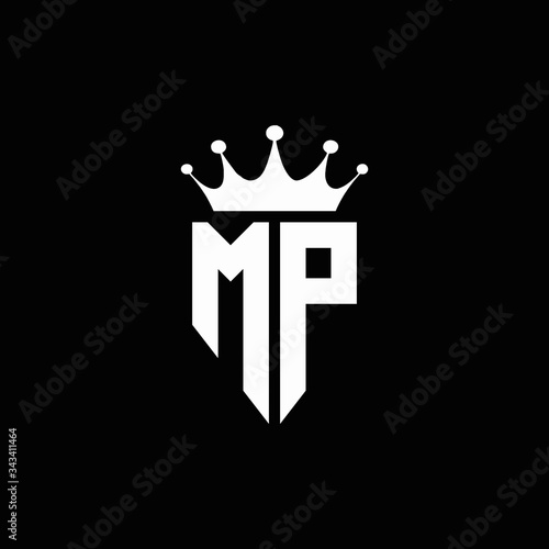 MP logo monogram emblem style with crown shape design template