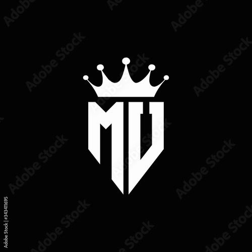 MU logo monogram emblem style with crown shape design template