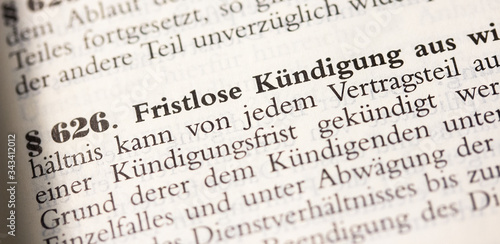 Fristlose Kündigung in § 626 BGB, Job