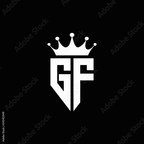 GF logo monogram emblem style with crown shape design template photo