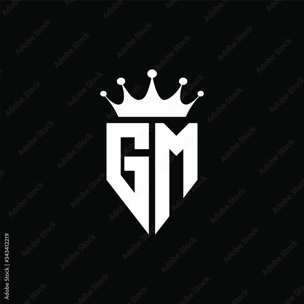 GM logo monogram emblem style with crown shape design template Stock Vector