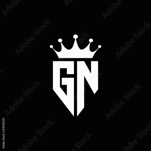 GN logo monogram emblem style with crown shape design template