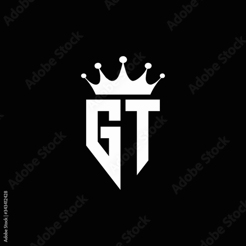 GT logo monogram emblem style with crown shape design template