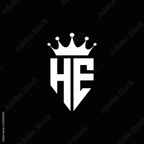HE logo monogram emblem style with crown shape design template