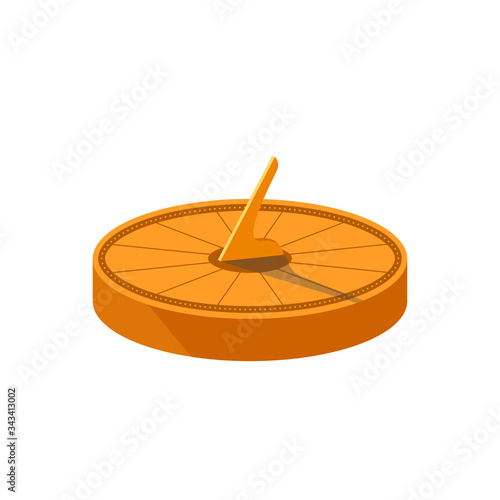 Color sundial icon in cartoon style on white background