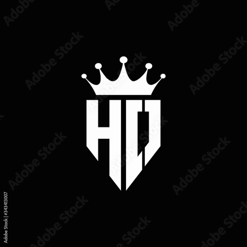 HO logo monogram emblem style with crown shape design template