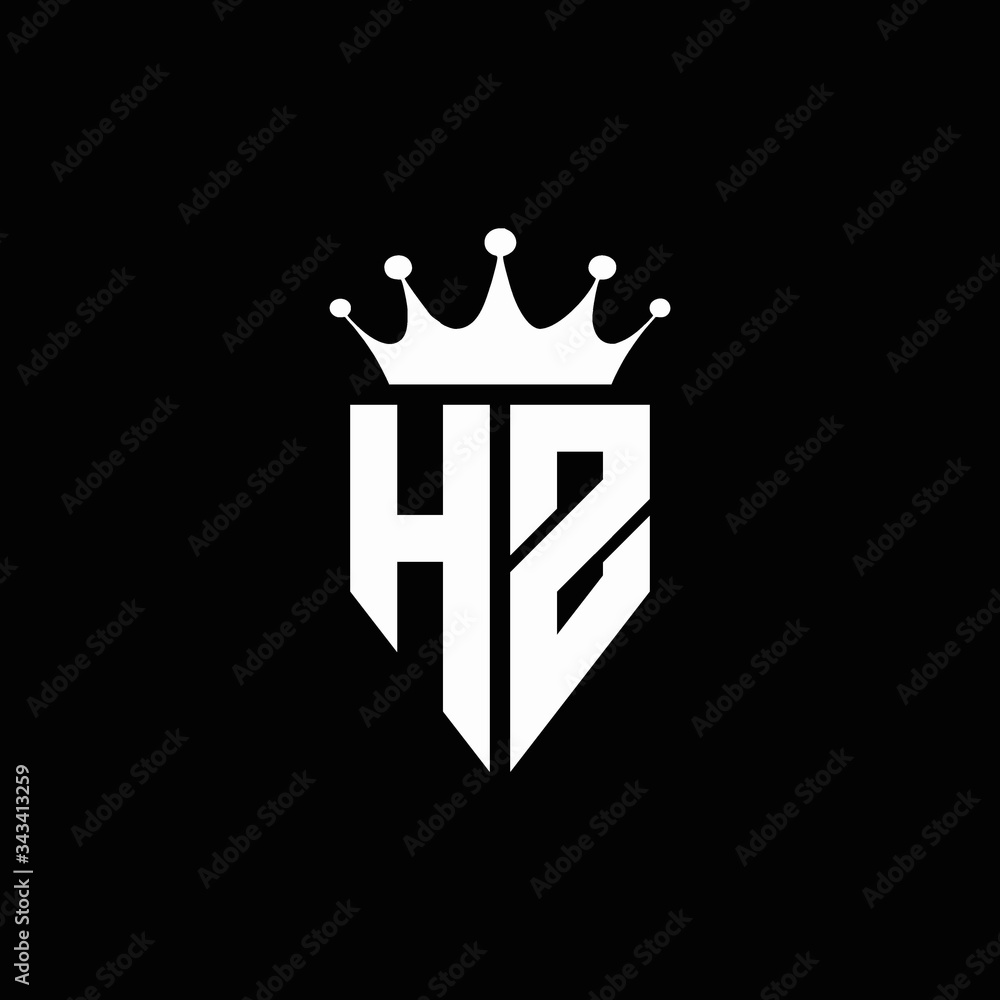 HZ logo monogram emblem style with crown shape design template Stock ...