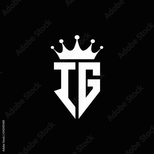 IG logo monogram emblem style with crown shape design template