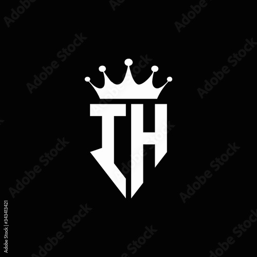 IH logo monogram emblem style with crown shape design template