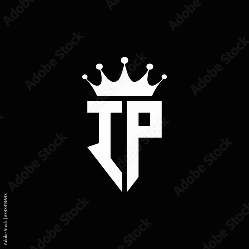 IP logo monogram emblem style with crown shape design template