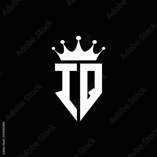 IQ logo monogram emblem style with crown shape design template