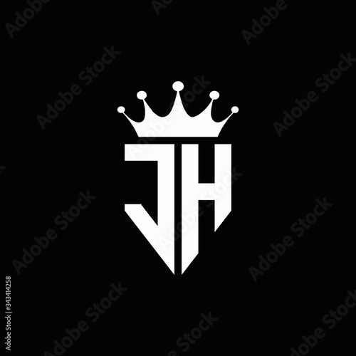 JH logo monogram emblem style with crown shape design template