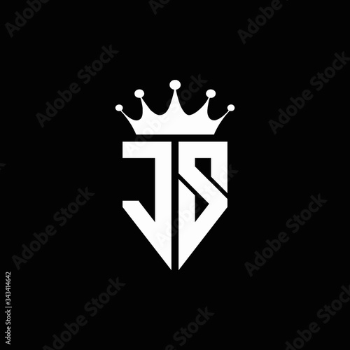 JS logo monogram emblem style with crown shape design template