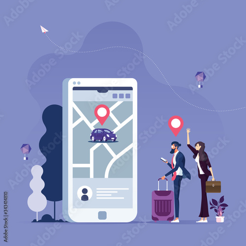 Online ordering taxi car, rent and sharing using service mobile application