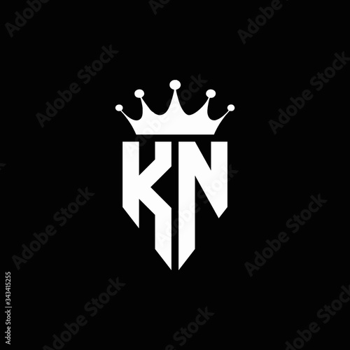 KN logo monogram emblem style with crown shape design template