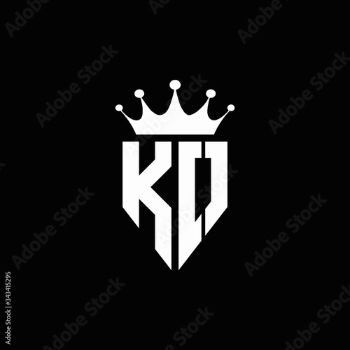 KO logo monogram emblem style with crown shape design template