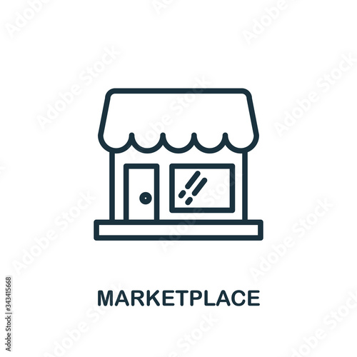 Marketplace icon. Line style simple element from e-commerce icons collection. Pixel perfect simple marketplace icon for web design, apps, software, print usage