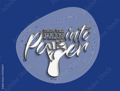 Trun the Pain into Power Calligraphic line art Text shopping poster vector illustration Design.
