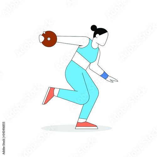 discuss throw athlete olympic player sports women blue clothes 