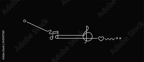 Abstract Music notes banner design, Flat Line art vector illustration.