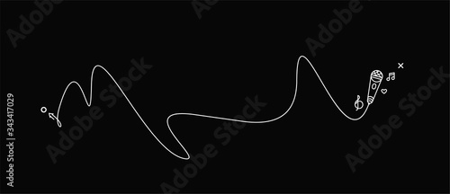 Line art illustration of microphones and recorders for journalism symbol.