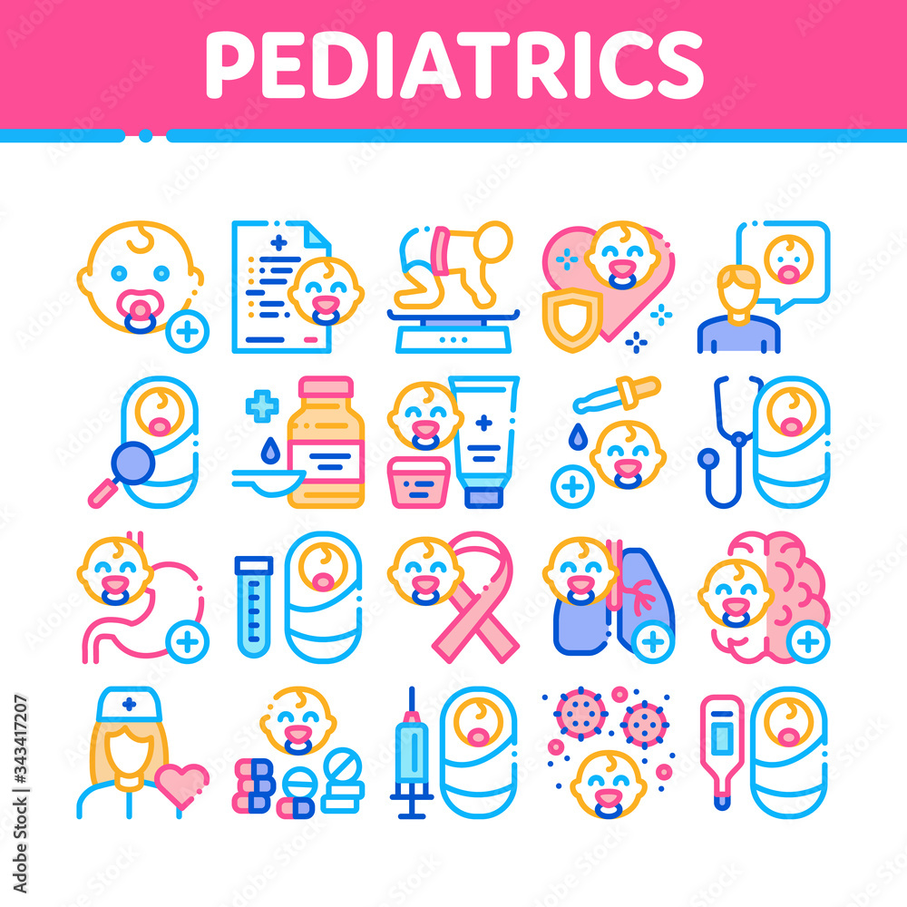 Medical procedures color icons set. Pediatrics and pregnancy care. Brain  scan. Blood test. Healthcare aid. Motherhood, parenthood. Nurse with baby.  Ne Stock Vector Image & Art - Alamy