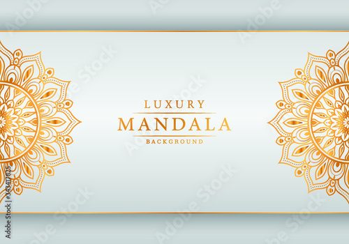 Luxury ornamental mandala design background with golden arabesque pattern arabic islamic east style