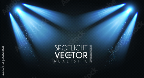 Spotlight. Transparent light effect. Show design. Light source. Empty scene.