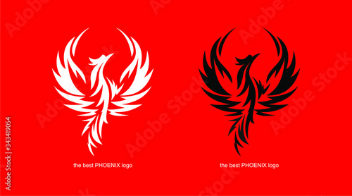 great phoenix logo, in black, red, white backgroud, vector illustrations