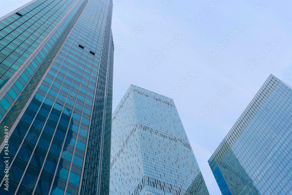 Modern glass and concrete buildings in Moscow city, modern architecture, financial center of Moscow