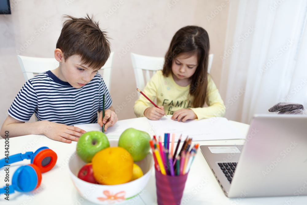 Coronavirus Outbreak. Lockdown and school closures. COVID-19 pandemic forces children and teachers online learning. Coronavirus Outbreak. Lockdown and school closures. COVID-19 pandemic forces children and teachers online learning.