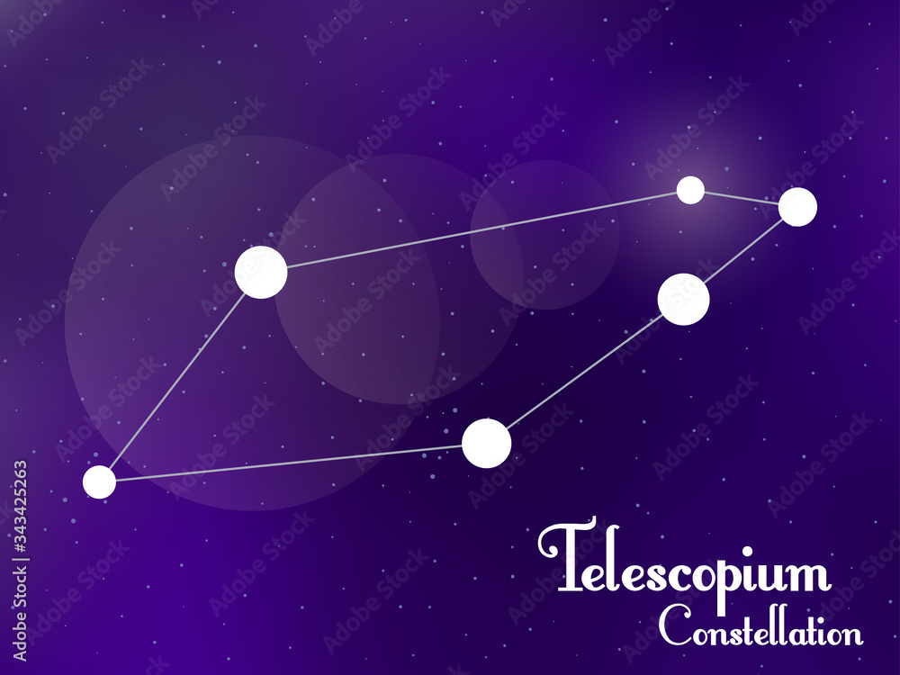 Telescopium constellation. Starry night sky. Cluster of stars, galaxy. Deep space. Vector illustration