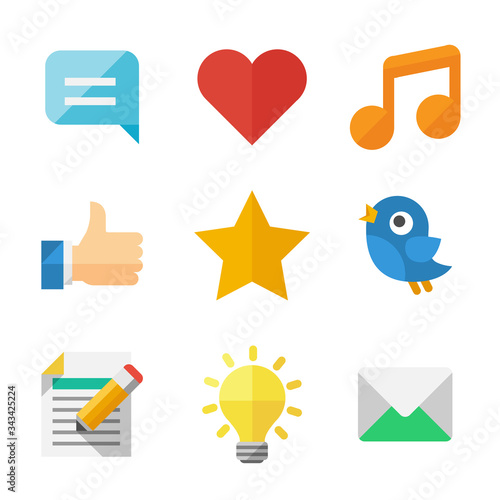 Vector flat style communicative and social icons