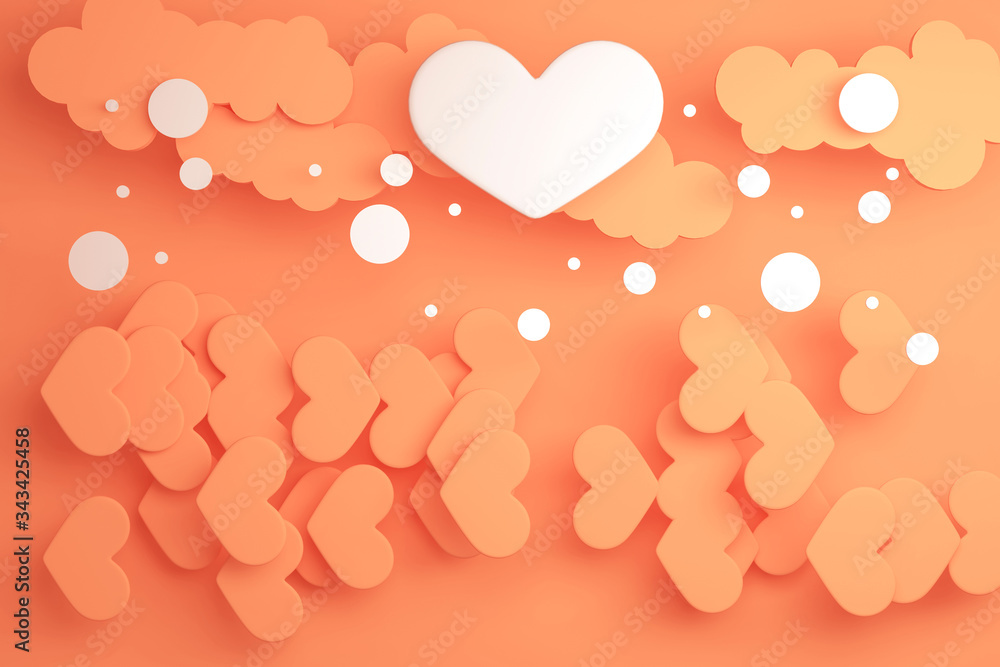 romantic valentine background with hearts - 3d illustration