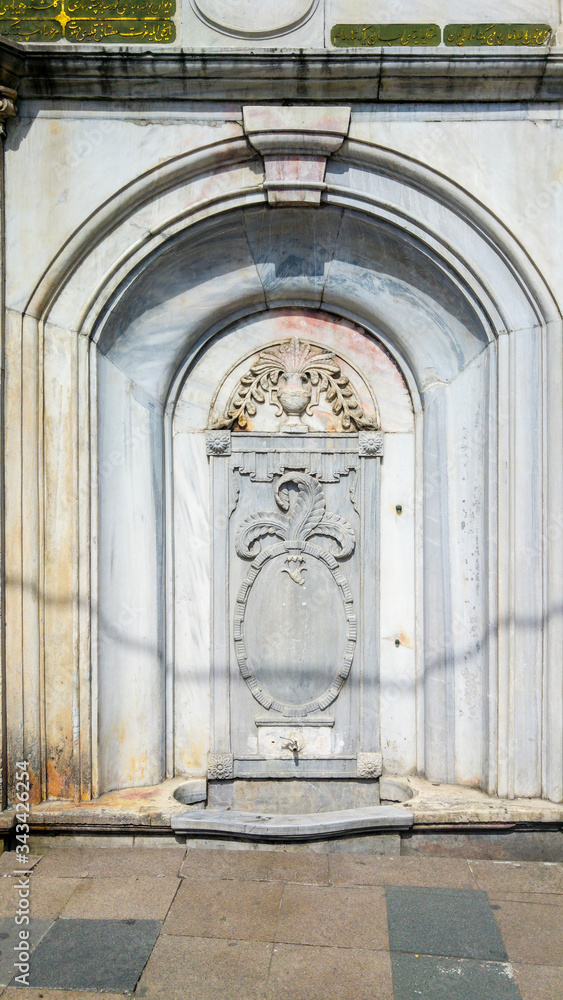 Old Faucet in ornate marble, Istanbul, Turkey