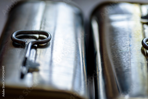 canned meat food cans background close up