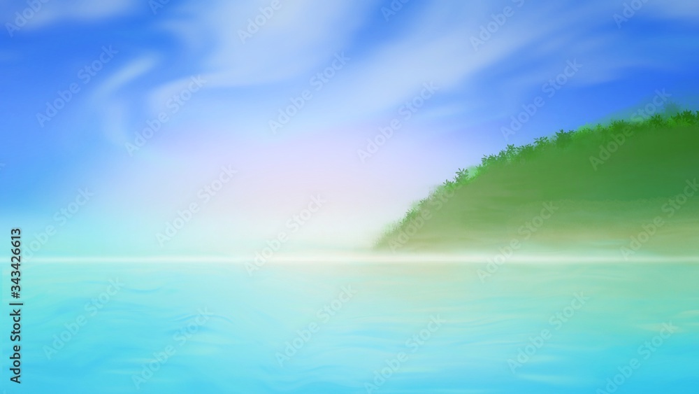 Obraz premium tropical island with sun rays