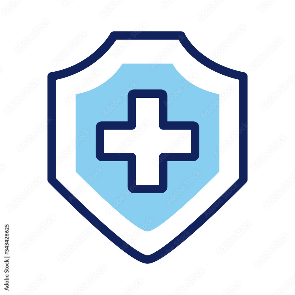 shield insurance with cross line and fill style icon shield insurance with cross line and fill style icon