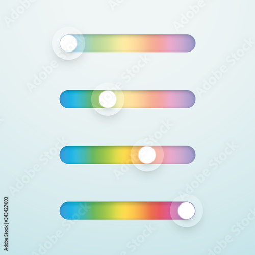 Slider Bar Infographic Multicolor Vector Elements Set