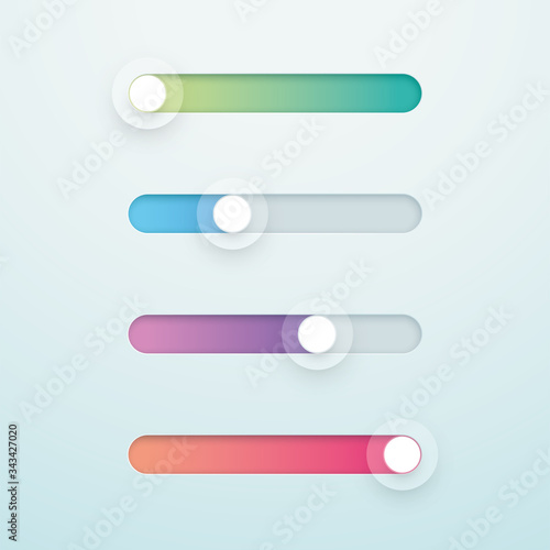 Slider Bar Infographic Colorful Vector Elements Set photo