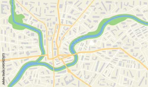 City map with gps. Seamless pattern texture with street, road, river, land, park roadmap of city. Urban plan for topography, geography, guidance and travel. Abstract navigation wallpaper. Vector