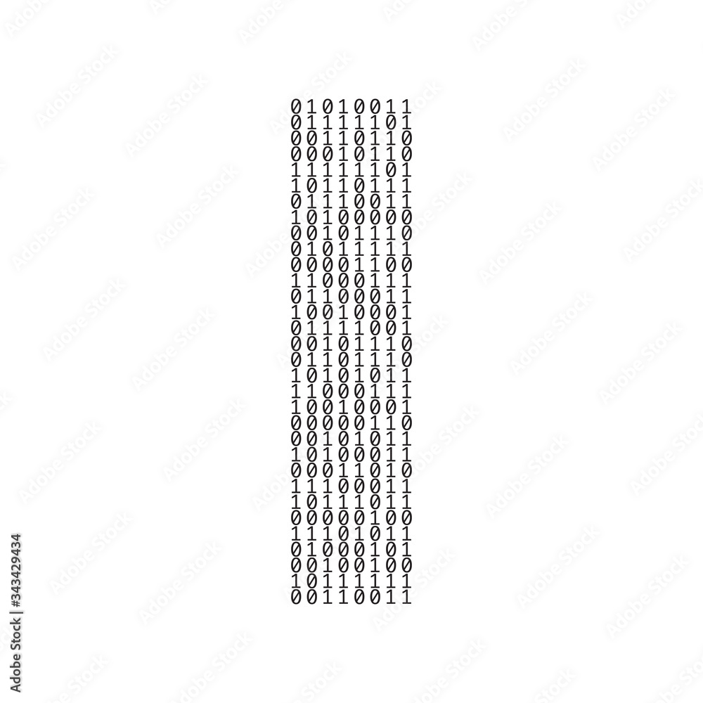 Letter I made from binary code digits. Technology background Letter I made from binary code digits. Technology background