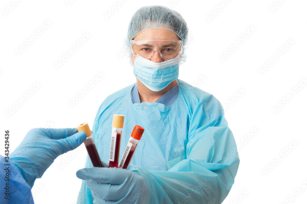 Nurse or doctor holding some patient pathology blood samples