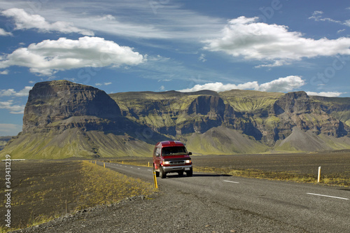 Icelandic road and camper van 