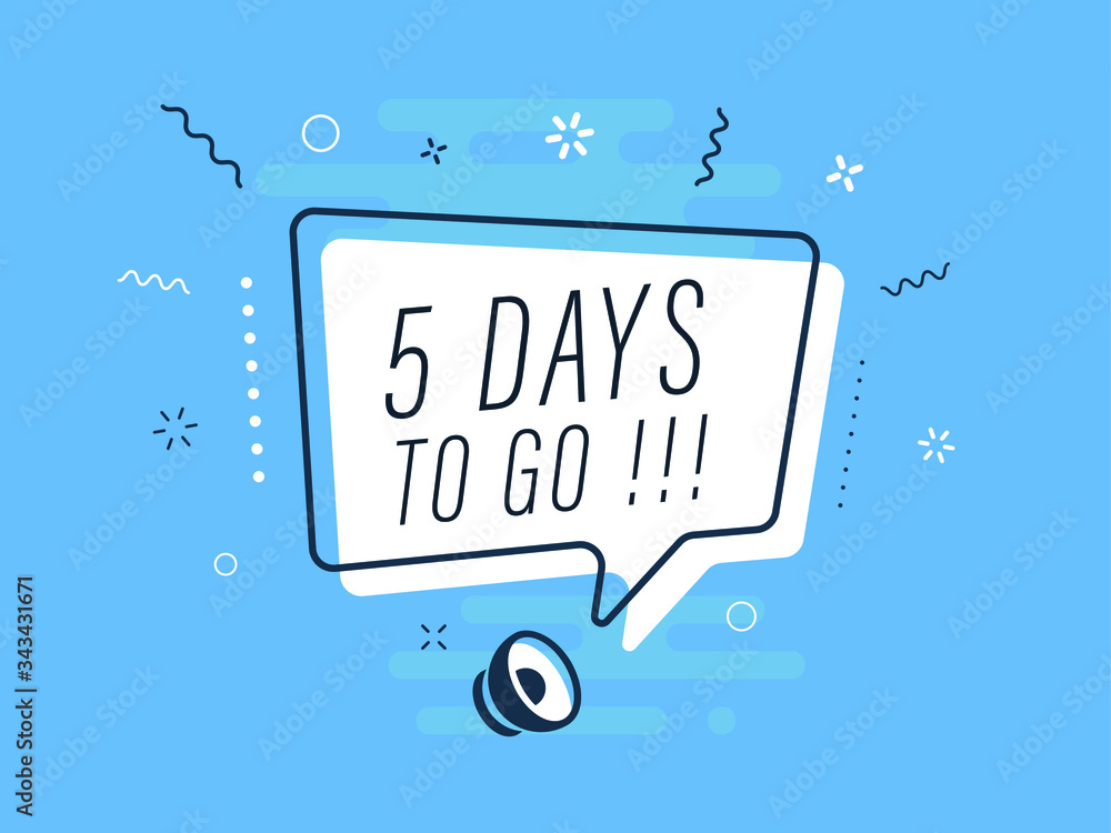 Loudspeaker with text '5 day to go' on Quick Tips badge. Business concept for new ideas creativity and innovative solution. File has clipping path. Loudspeaker with text '5 day to go' on Quick Tips badge. Business concept for new ideas creativity and innovative solution. File has clipping path.