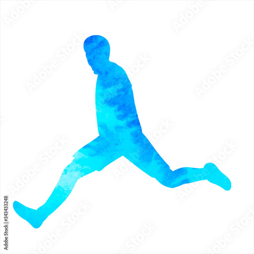 white background  man runs watercolor silhouette
