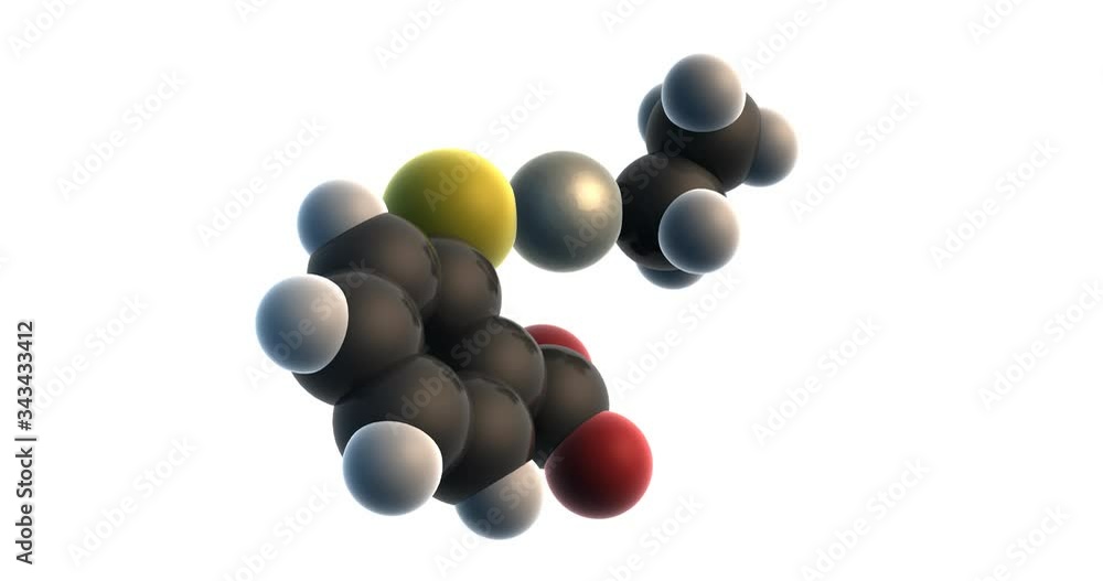 3D rendering of thiomersal (thimerosal, merthiolate) organomercury anion, controversial vaccine preservative, spinning in infinite seamless loop on transparent background (alpha channel). 3D rendering of thiomersal (thimerosal, merthiolate) organomercury anion, controversial vaccine preservative, spinning in infinite seamless loop on transparent background (alpha channel).