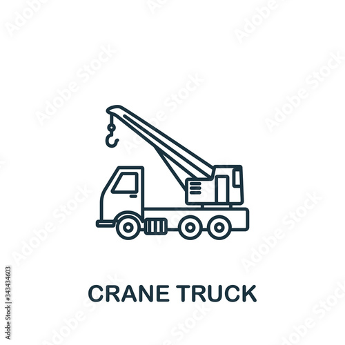 Crane Truck icon. Simple line element Crane Truck symbol for templates, web design and infographics
